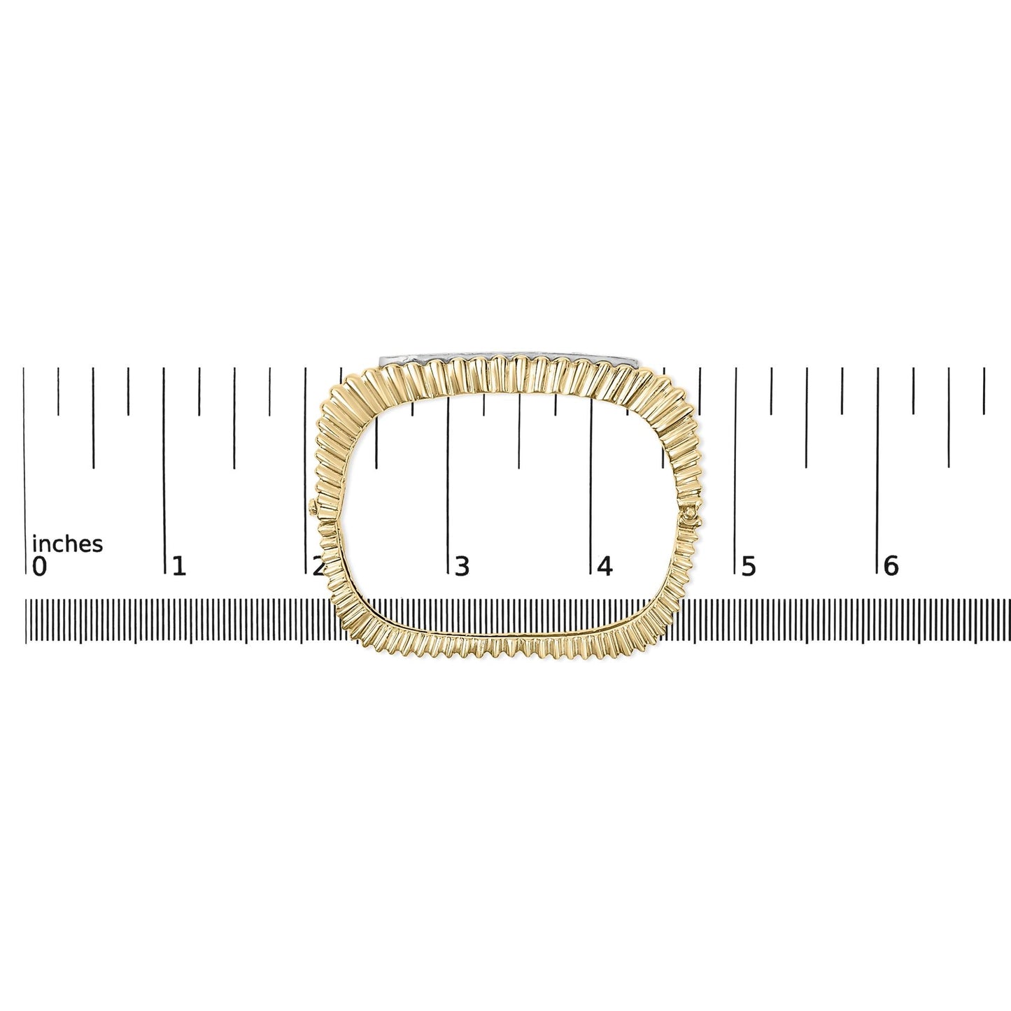 14K Yellow Gold 1 1/4 Cttw Diamond Ribbed Rounded Rectangle Bangle Bracelet (G-H Color, VS2-SI1 Clarity) - 7.75" Inches