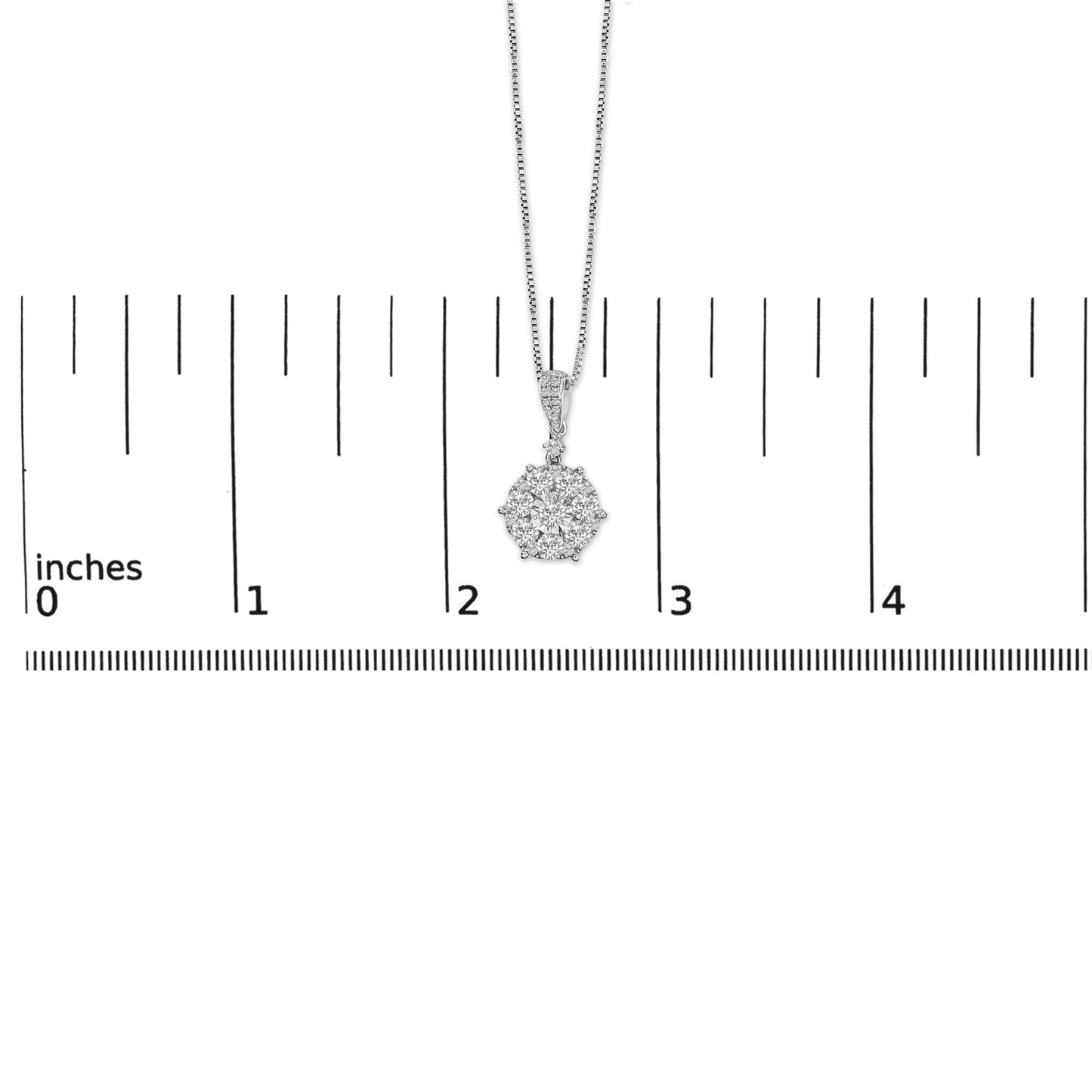14K White Gold 1 1/5 Cttw Diamond Composite Cluster Pendant Necklace (F-G Color, VS2-SI1 Clarity) - 18" Inches