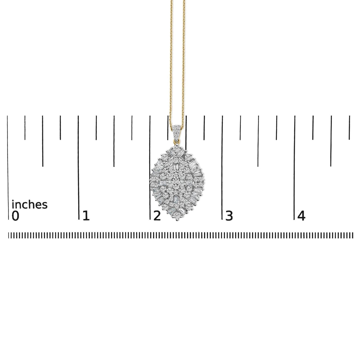 14K White and Yellow Gold 2.00 Cttw Diamond Cluster Pear Shaped Pendant Necklace (G-H Color, SI2-I1 Clarity) -20" Inches