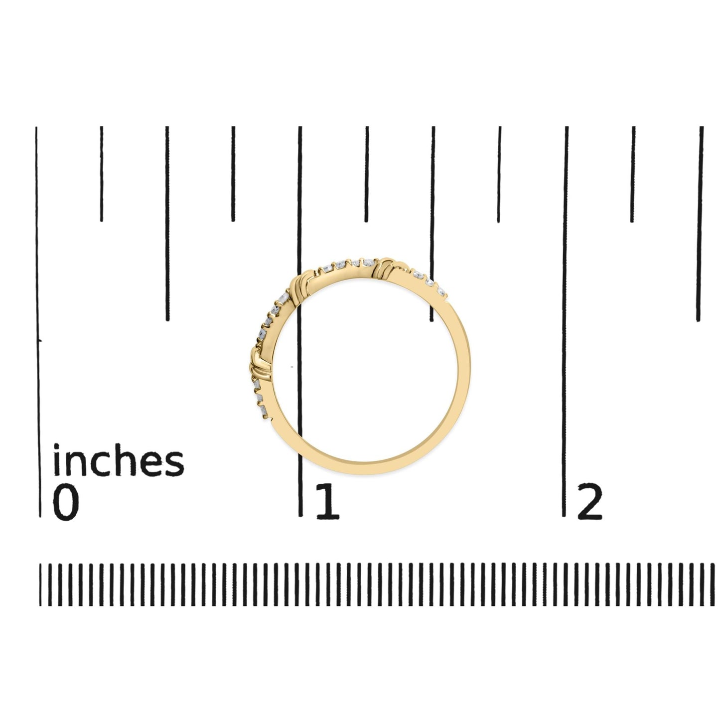 14K Yellow Gold 1/10 Cttw Diamond Twist Band Ring