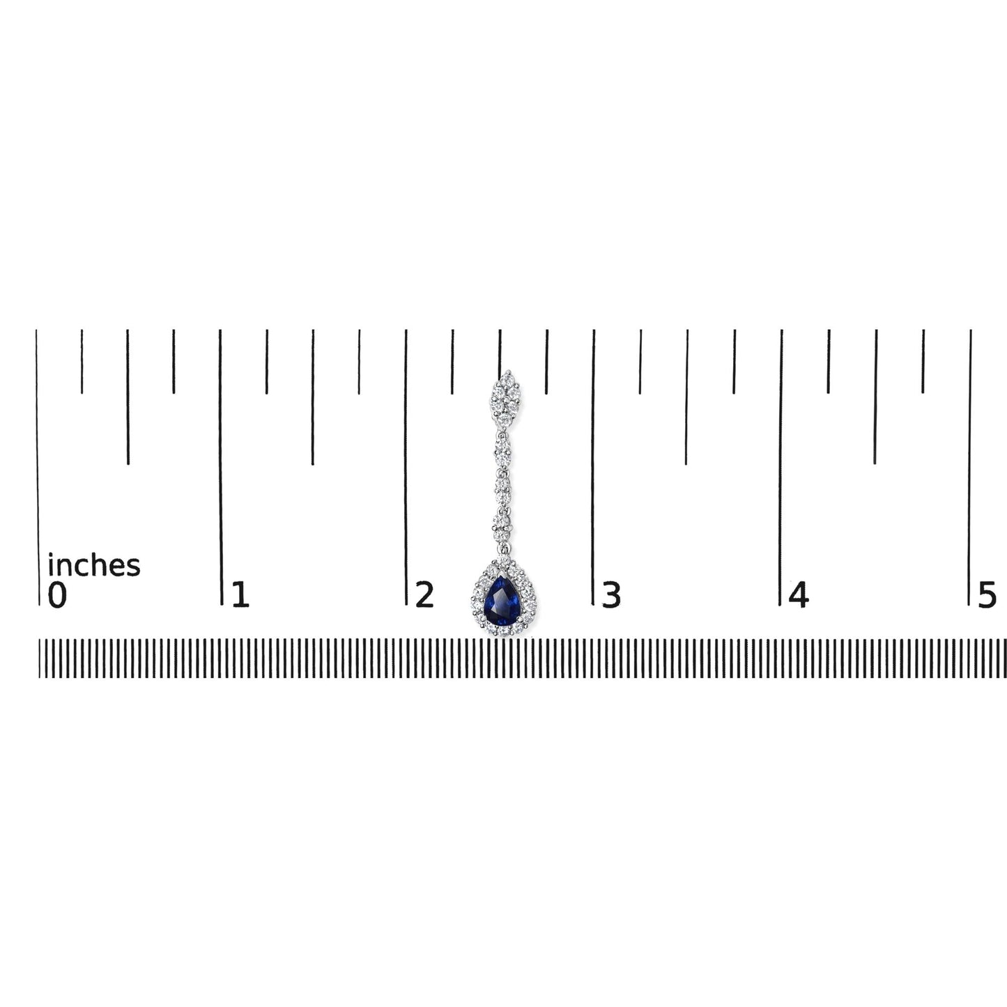 18K White Gold 1 3/5 Cttw Diamond and 7X5 MM Pear Shaped Blue Sapphire 1 1/3 Inch Drop and Dangle Halo Earrings (G-H Color, VS1-VS2 Clarity)