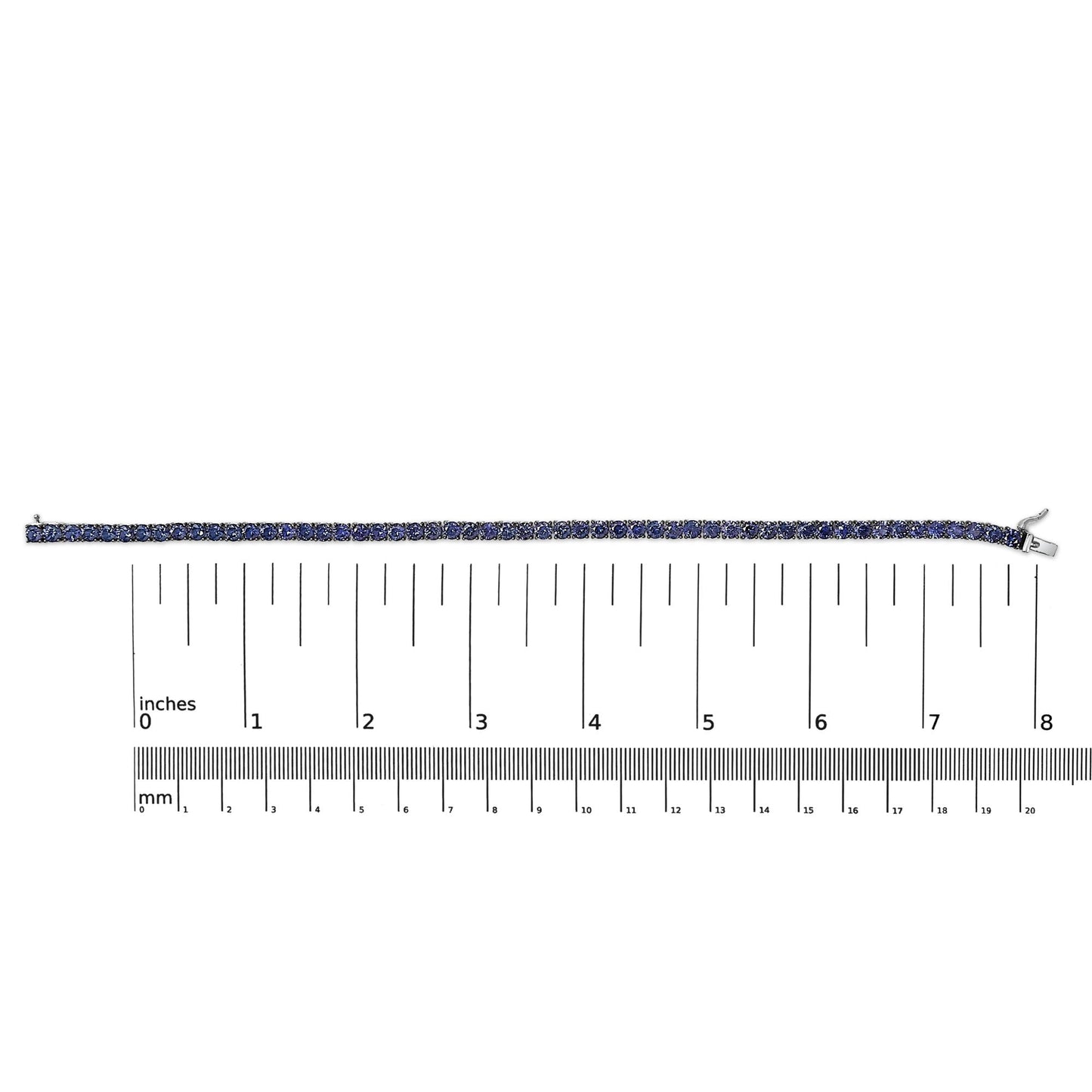 Men's .925 Sterling Silver Created Blue Sapphire Tennis Bracelet - 8.5" Inches