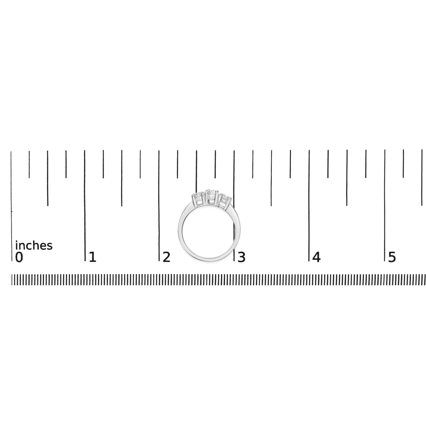 14K White Gold 3/4 Cttw Lab Grown Diamond 3 Stone Ring Band (F-G Color, VS2-SI1 Clarity)