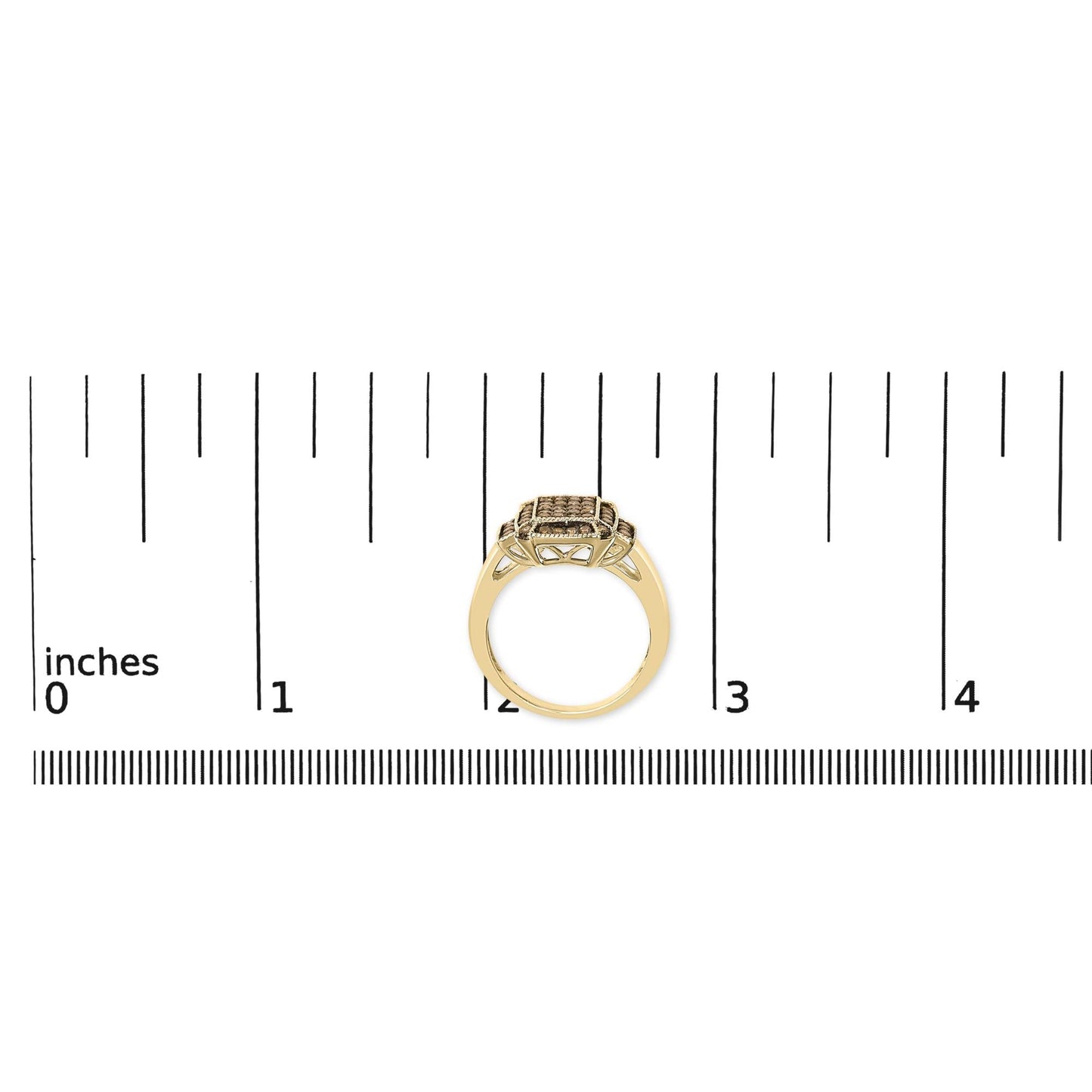 10K Yellow Gold Plated .925 Sterling Silver 1/2 Cttw Champagne Diamond Step Up Ring