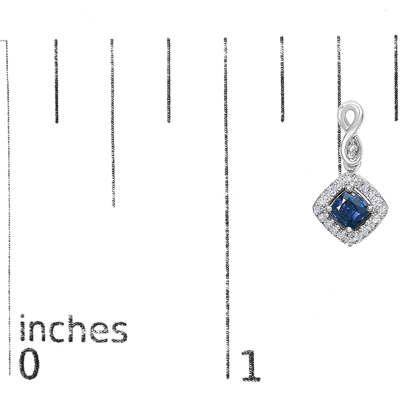 10K White Gold Blue Sapphire and Diamond Halo Cushion Shaped Drop Earrings (I-J Color, I1-I2 Clarity)