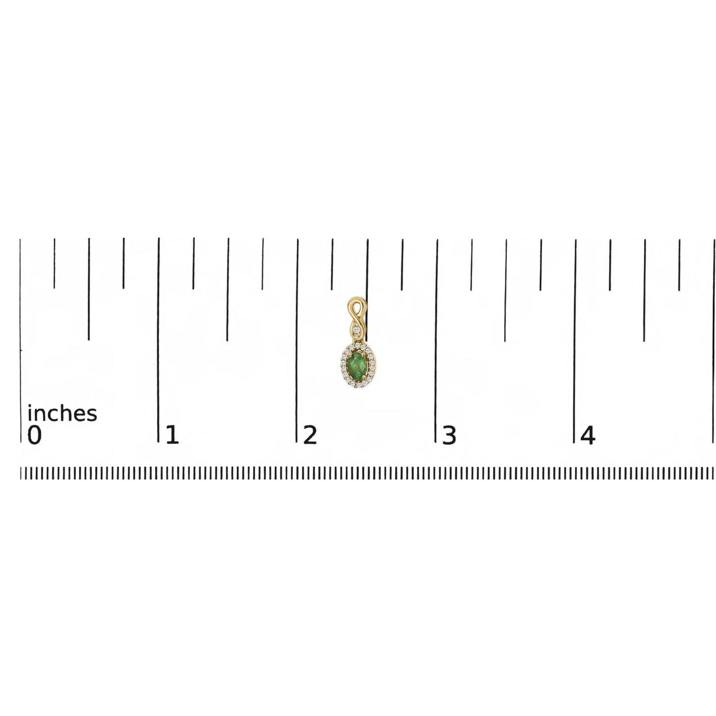 10K Yellow Gold Oval Cut Green Emerald 5x3 mm and 1/7 Cttw Round Diamond Dangle Earrings