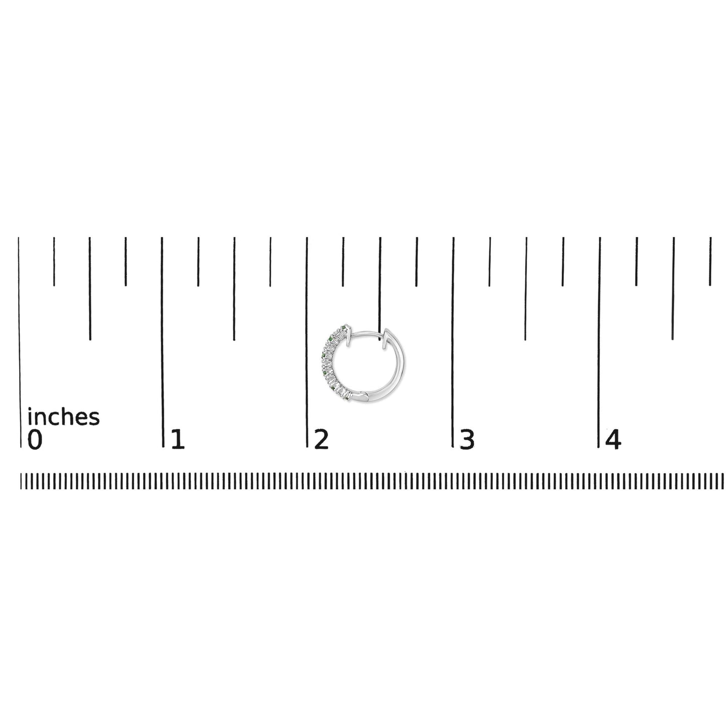 10K White Gold Alternating Emerald 1/10 Cttw Diamond Huggy Hoop Earrings (I-J Color, I1-I2 Clarity)