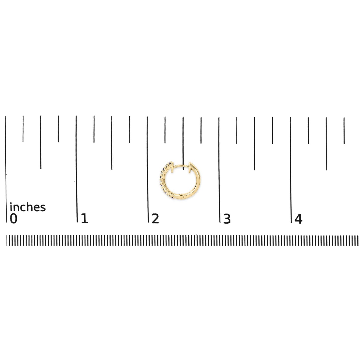 10K Yellow Gold Alternating Blue Sapphire 1/10 Cttw Diamond Huggy Hoop Earrings (I-J Color, I1-I2 Clarity)