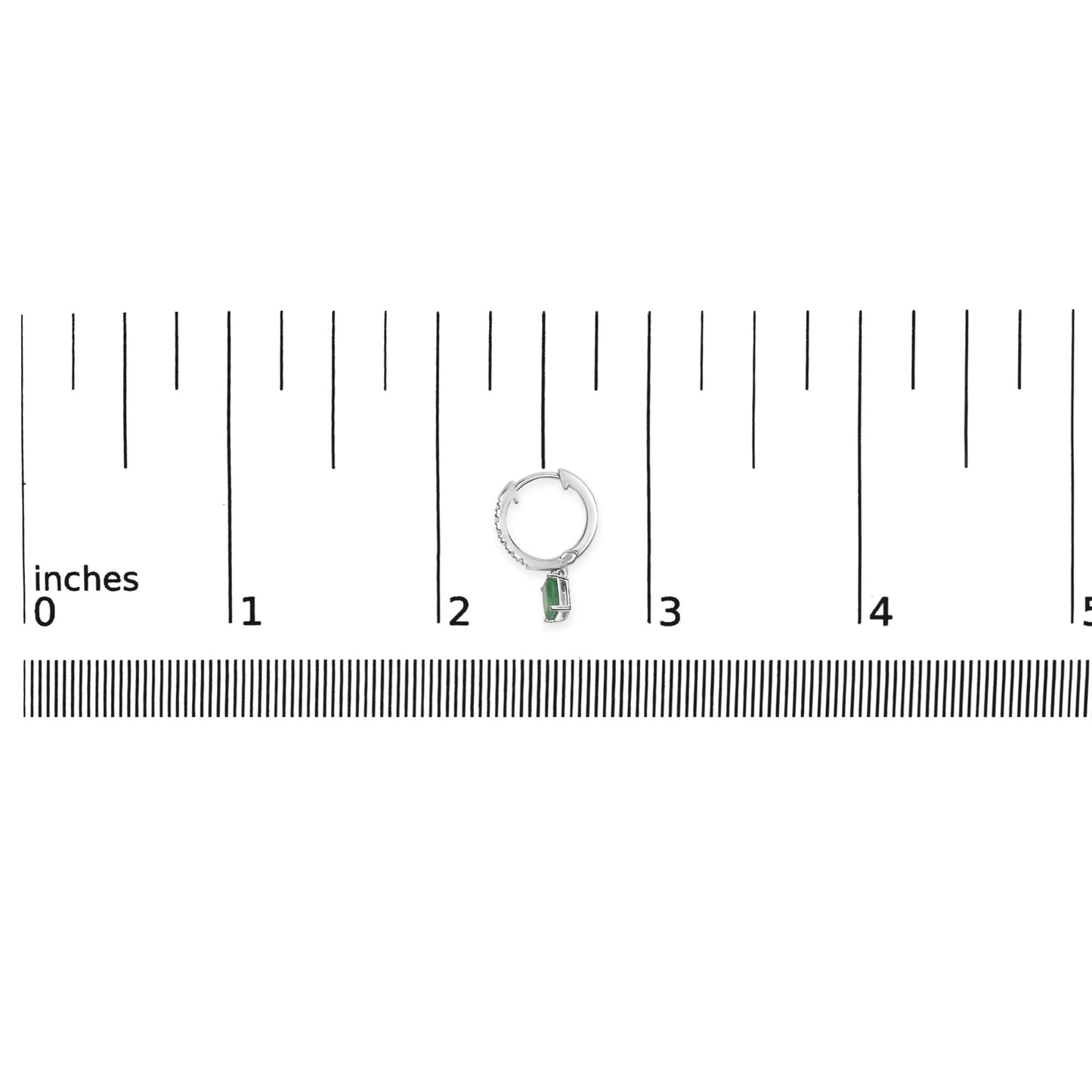 10K White Gold Oval Green Emerald and 1/8 Cttw Diamond Drop Earrings (I-J Color, I1-I2 Clarity)