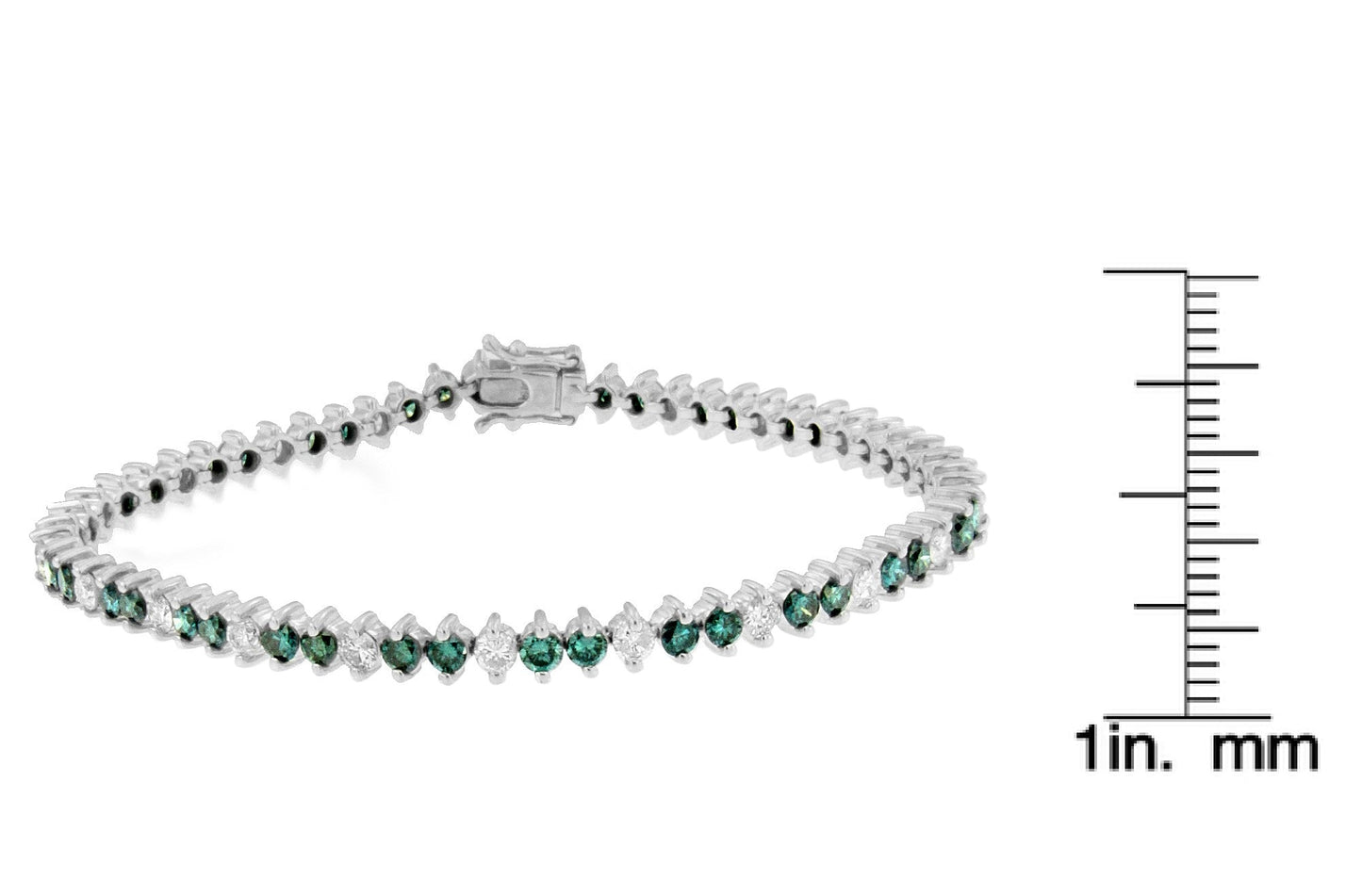 14K White Gold Round-Cut white and Blue Diamond Fashion Bracelet (5.40 cttw, H-I Color, I1-I2 Clarity)