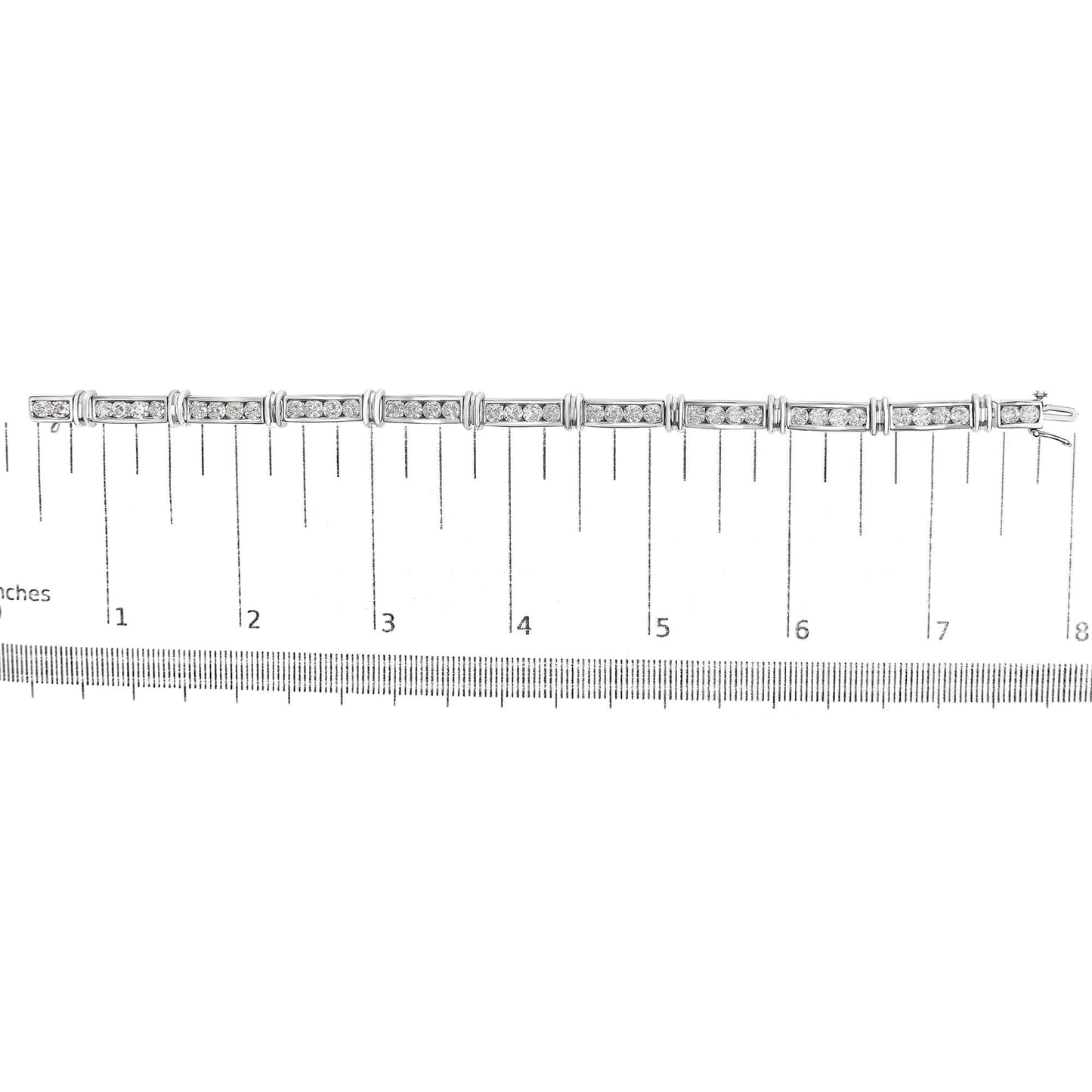 14K White Gold 6 3/4 Cttw Diamond 4 Stone Link Bracelet (H-I Color, I1-I2 Clarity) - 7" Inches