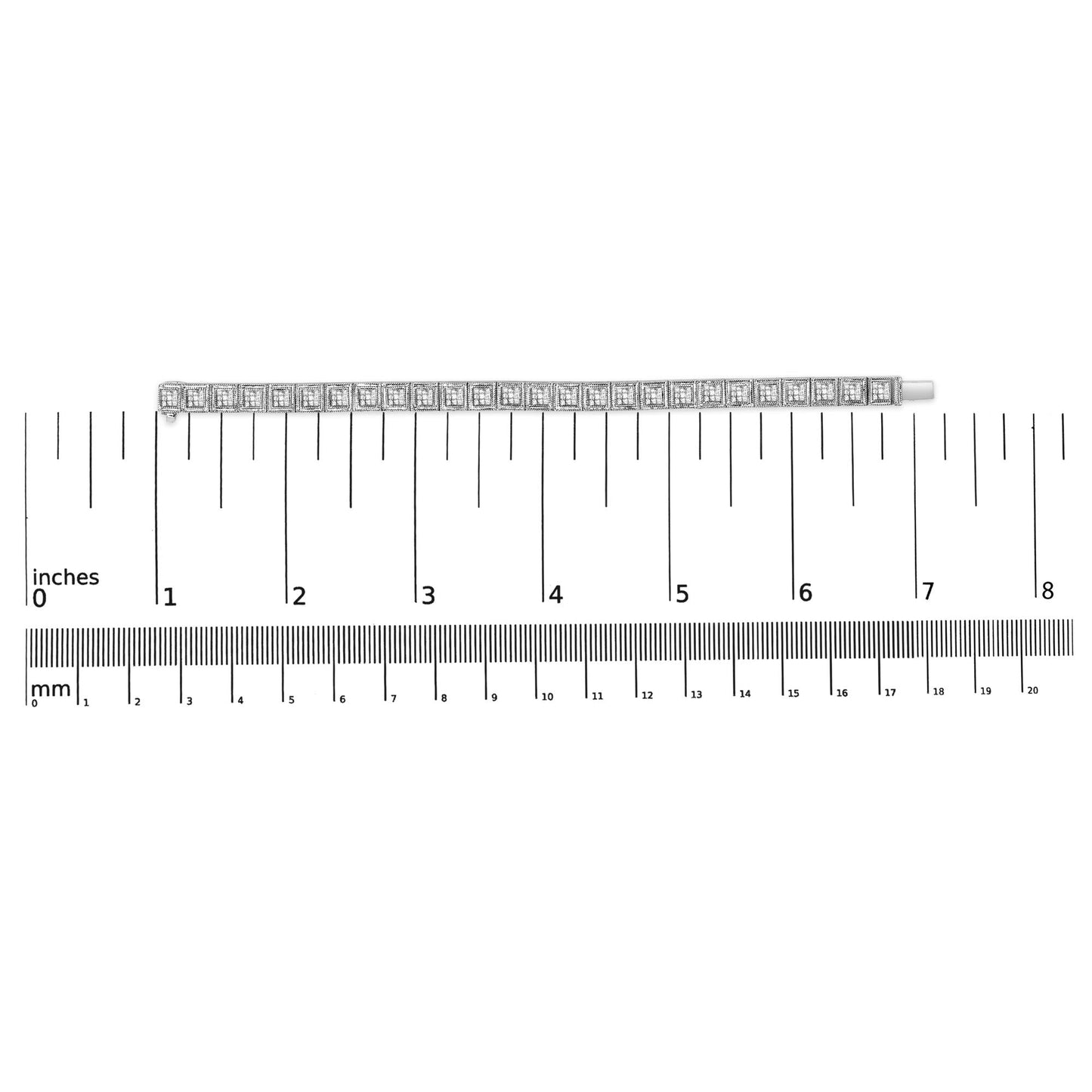 14K White Gold 2 1/5 Cttw Princess Diamond Box Link with Milgrain Tennis Bracelet (H-I Color, SI1-SI2 Clarity) - 6" Inches