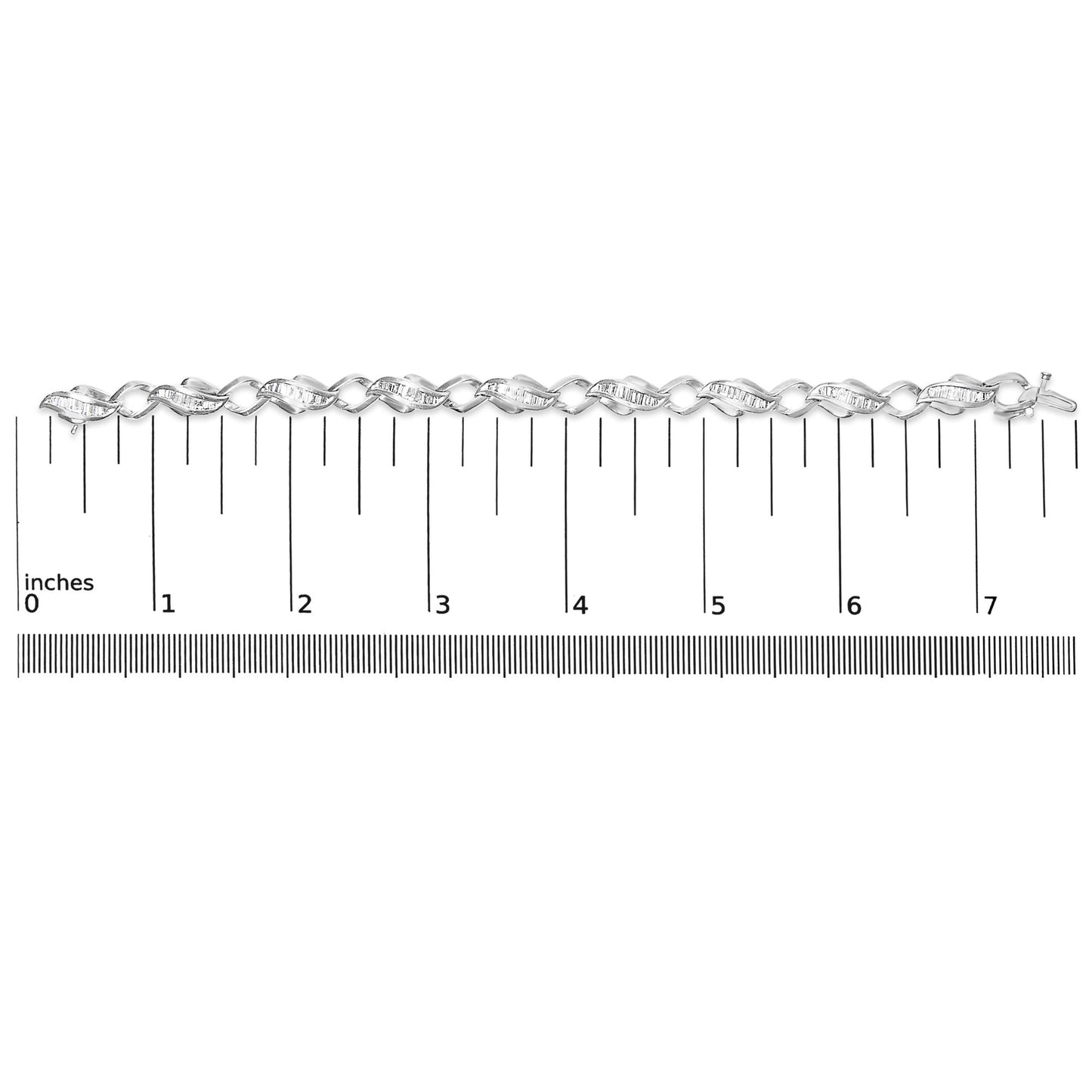 Platinum 2 1/5 Cttw Baguette Diamond Channel Link Bracelet (H-I Color, SI1-SI2 Clarity) - 7" Inches