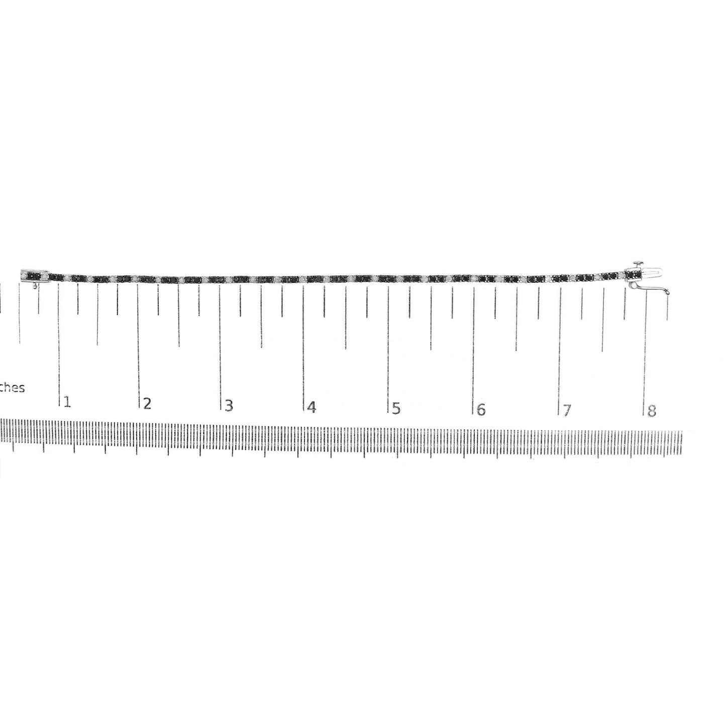 .925 Sterling Silver 2.0 Cttw Black and White Diamond Tennis Bracelet (I-J Color, I2-I3 Clarity) - 7" Inches