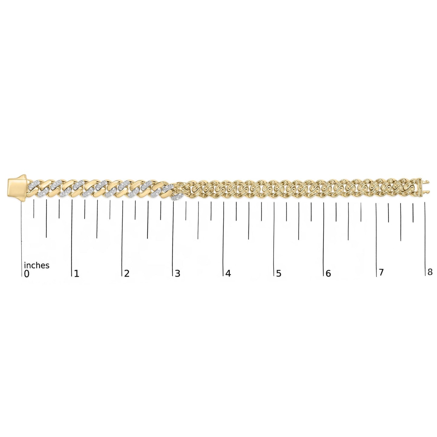 .925 Sterling Silver 1/2 Cttw Diamond Cuban Curb Chain Bracelet (I-J Color, I3 Clarity)- 8.5" Inches