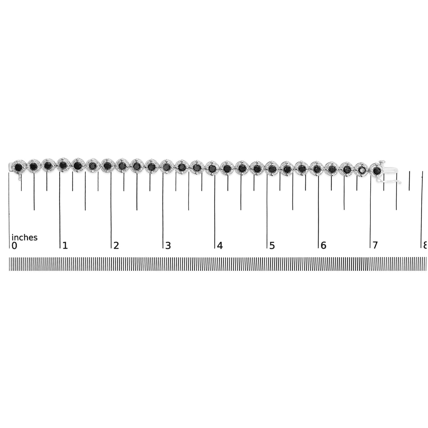 .925 Sterling Silver 5.0 Cttw Black Diamond Milgrain Link Tennis Bracelet - 7" Inches