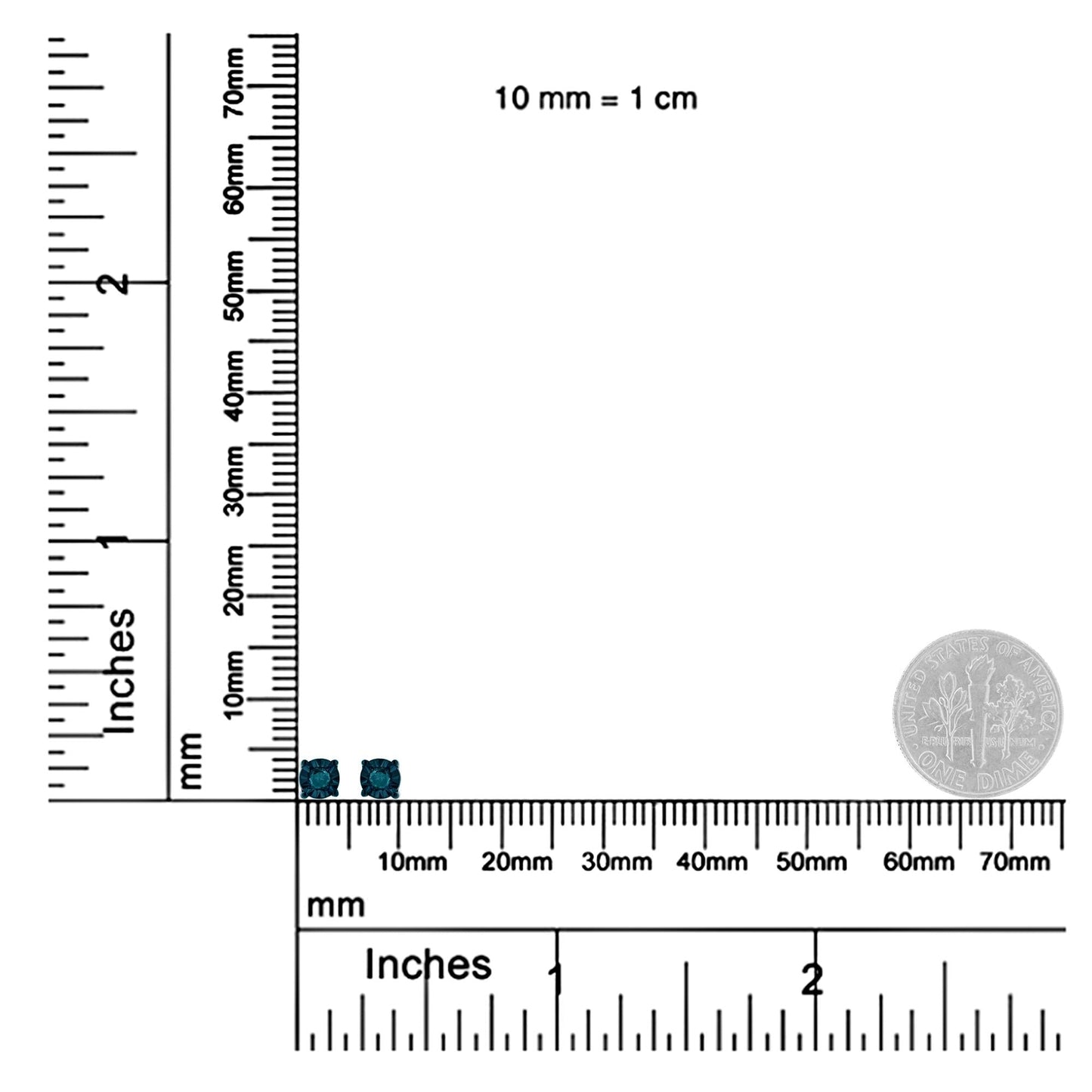 .925 Sterling Silver 1/10 Cttw Round Brilliant-Cut Blue Diamond Miracle-Set Stud Earrings (Fancy Color-Enhanced, I2-I3 Clarity)