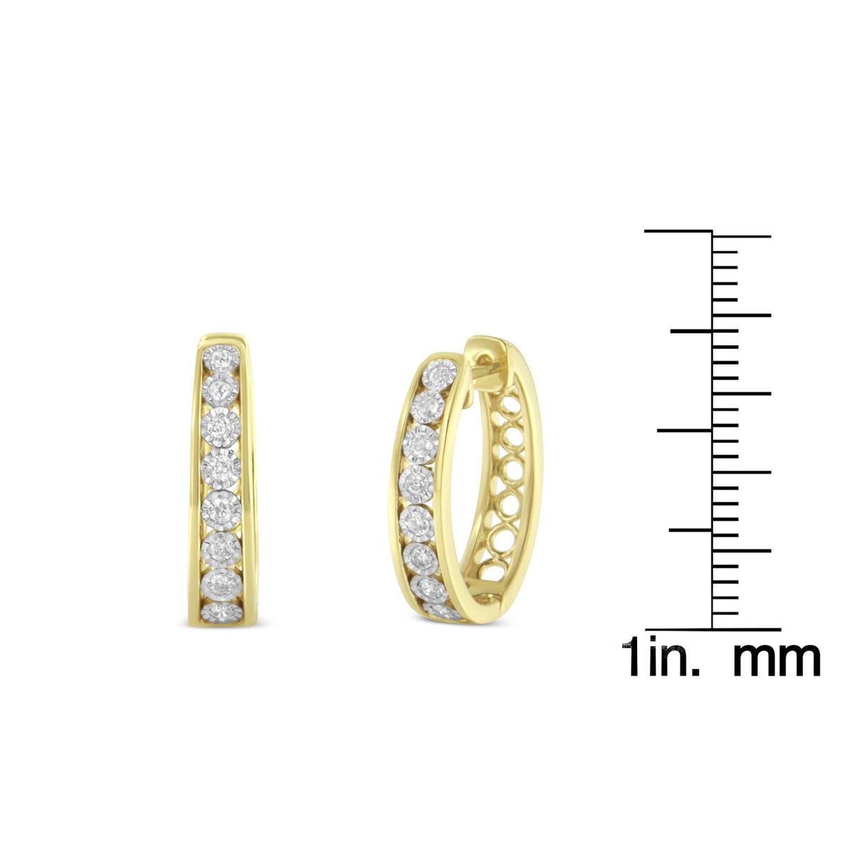 10KT Yellow and White Gold Diamond Hoop Earring (1/2 cttw, J-K Color, I2-I3 Clarity) - JackiEaslick