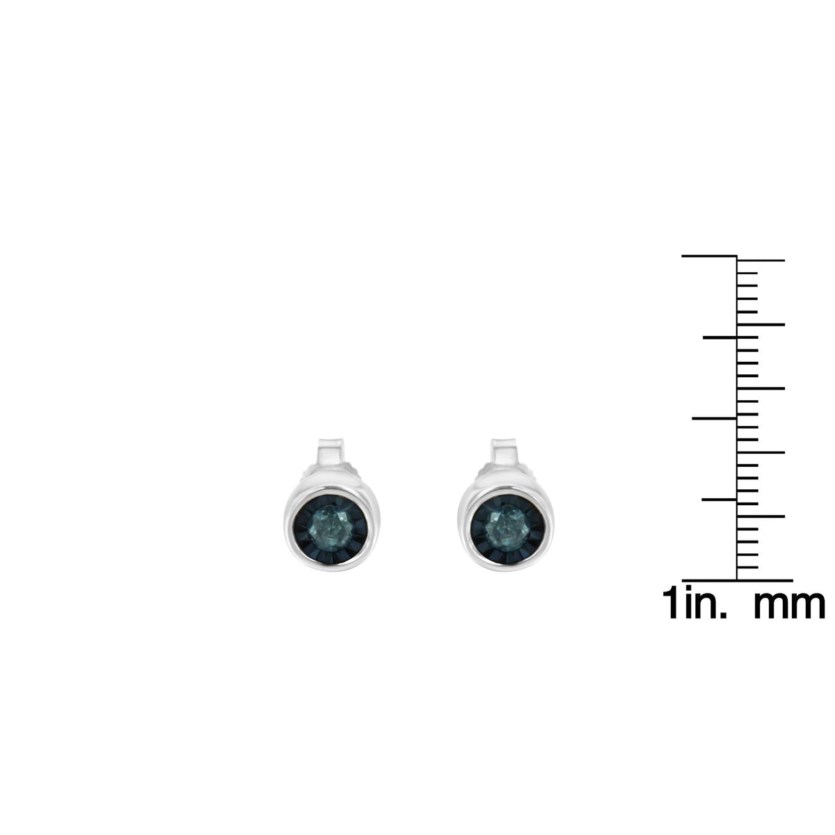 .925 Sterling Silver 1/5 Cttw Round Brilliant-Cut Blue Diamond Miracle-Set Stud Earrings (Fancy Color-Enhanced, I2-I3 Clarity) - JackiEaslick
