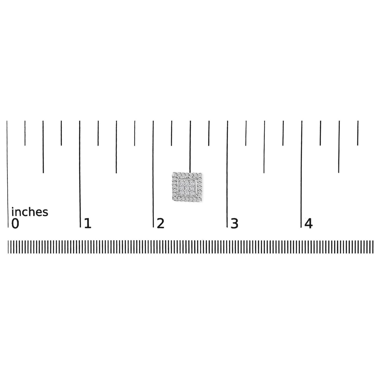 10K White Gold 3/4 Cttw Princess Diamond Composite and Halo Stud Earring (H-I Color, SI2-I1 Clarity)