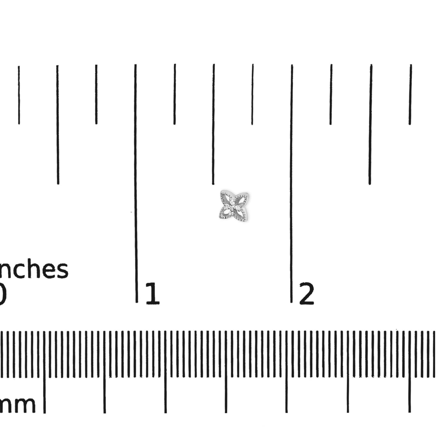 925 Sterling Silver Diamond Accent 4 Petal Flower Stud Earring (H-I Color, I1-I2 Clarity)