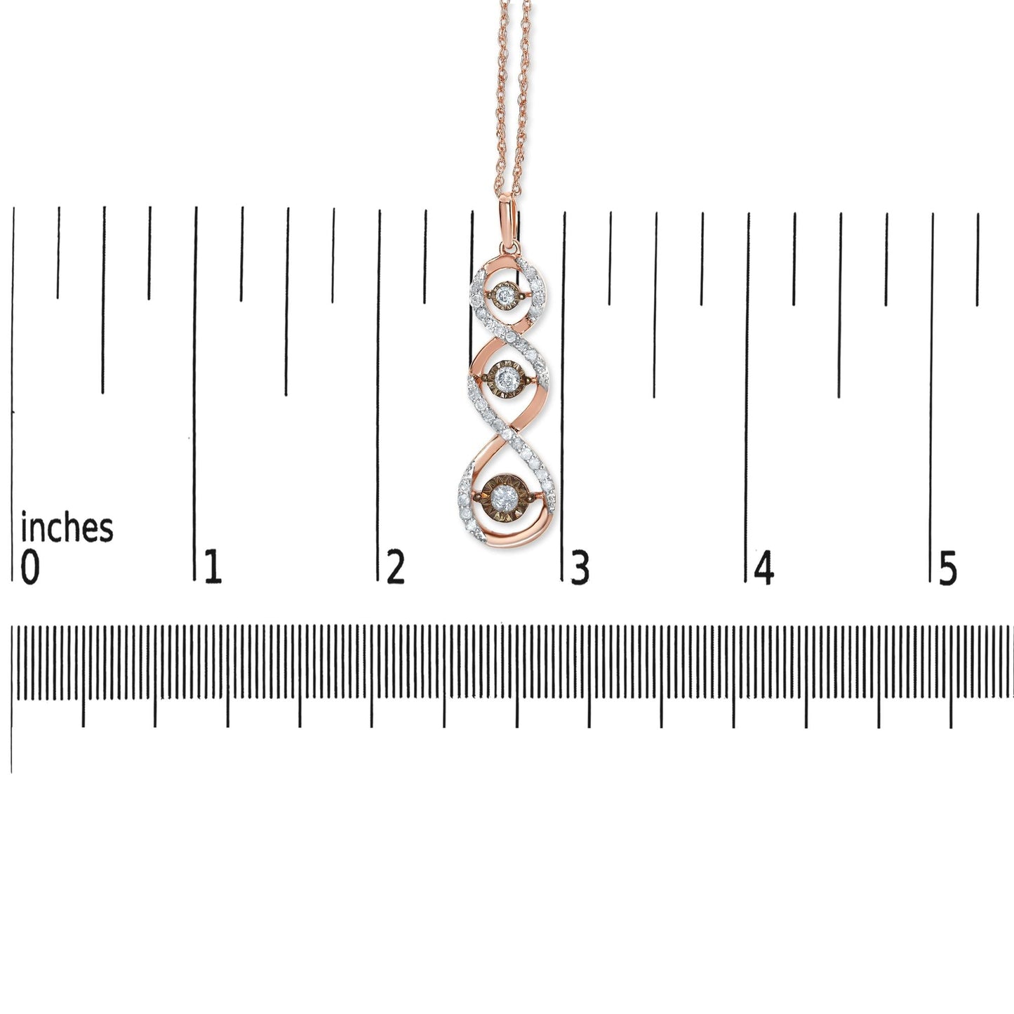 10K Two Toned Gold Plated .925 Sterling Silver 1/2 Cttw Round Diamond Twisted 18" Pendant Necklace (Champagne Color, I2-I3 Clarity)