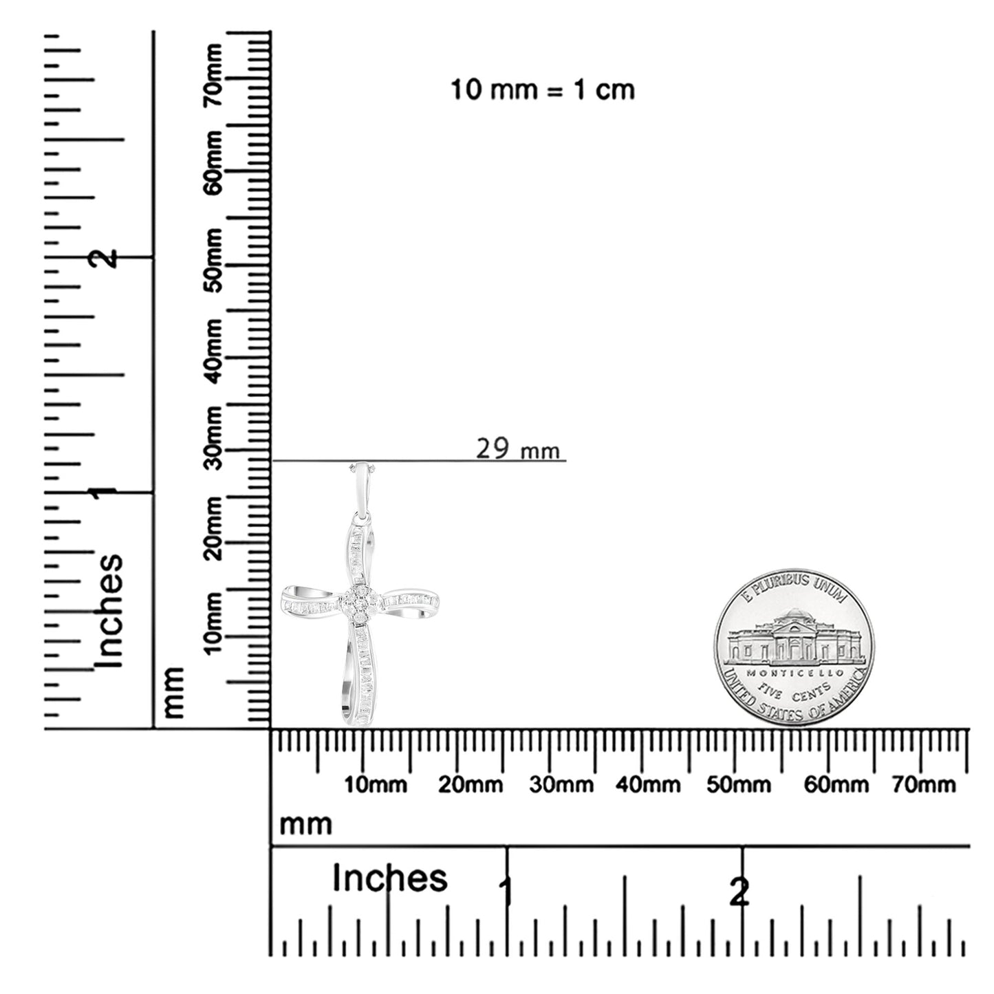 .925 Sterling Silver 1/4 Cttw Diamond Floral Cluster Cross Pendant Necklace (I-J Color, I2-I3 Clarity)