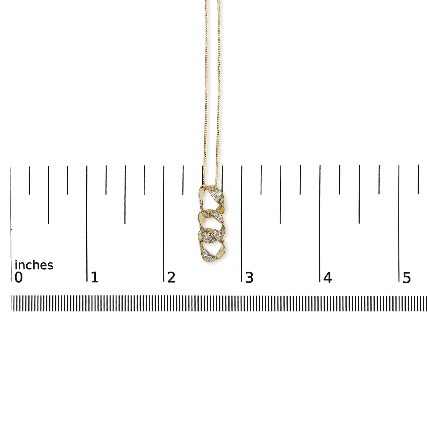 14K Yellow Gold Plated .925 Sterling Silver 1/6 Cttw Diamond Interlocking Triple Asymmetric Circle Hoop 18" Pendant Necklace (H-I Color, I1-I2 Clarity)