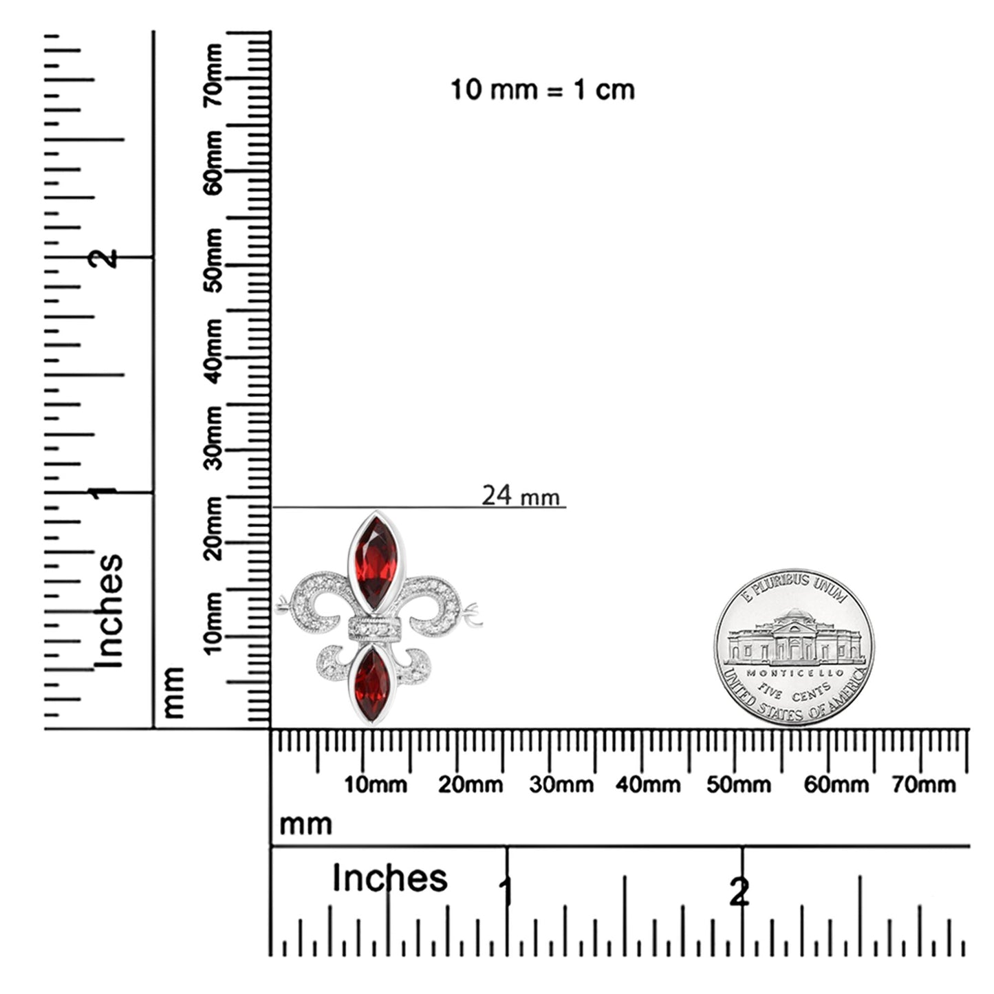 .925 Sterling Silver Marquise Garnet and Diamond Accent Lariat 4”-10” Fleur De Lis Adjustable Bolo Bracelet (H-I Color, SI1-SI2 Clarity)