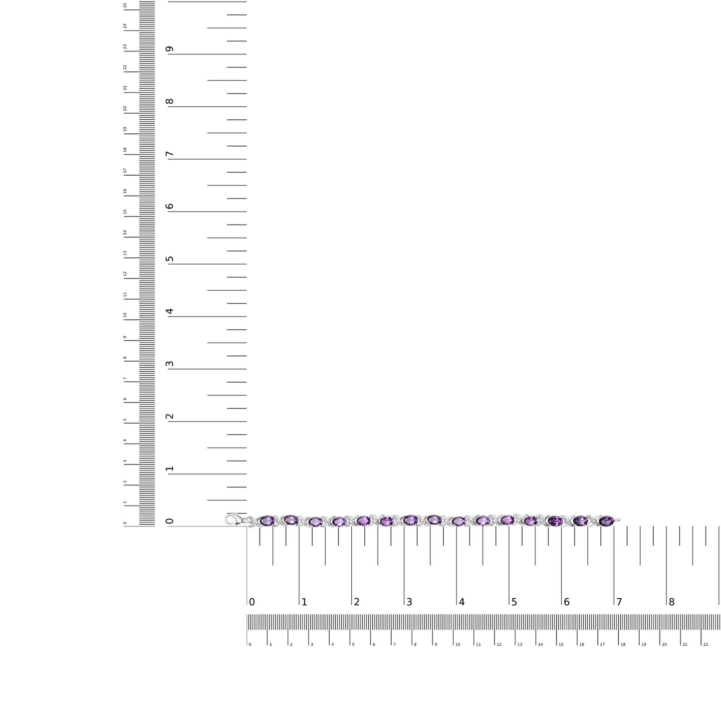 .925 Sterling Silver 7x5mm Oval Amethyst and Diamond Accent X-Link Bracelet (H-I Color, SI1-SI2 Clarity) - Size 7"