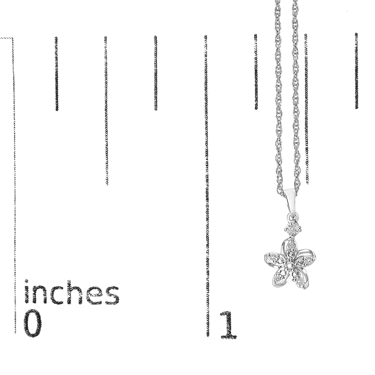 .925 Sterling Silver Diamond Accent Flower Pendant Necklace (J-K Color, I2-I3 Clarity) - 18" Inches