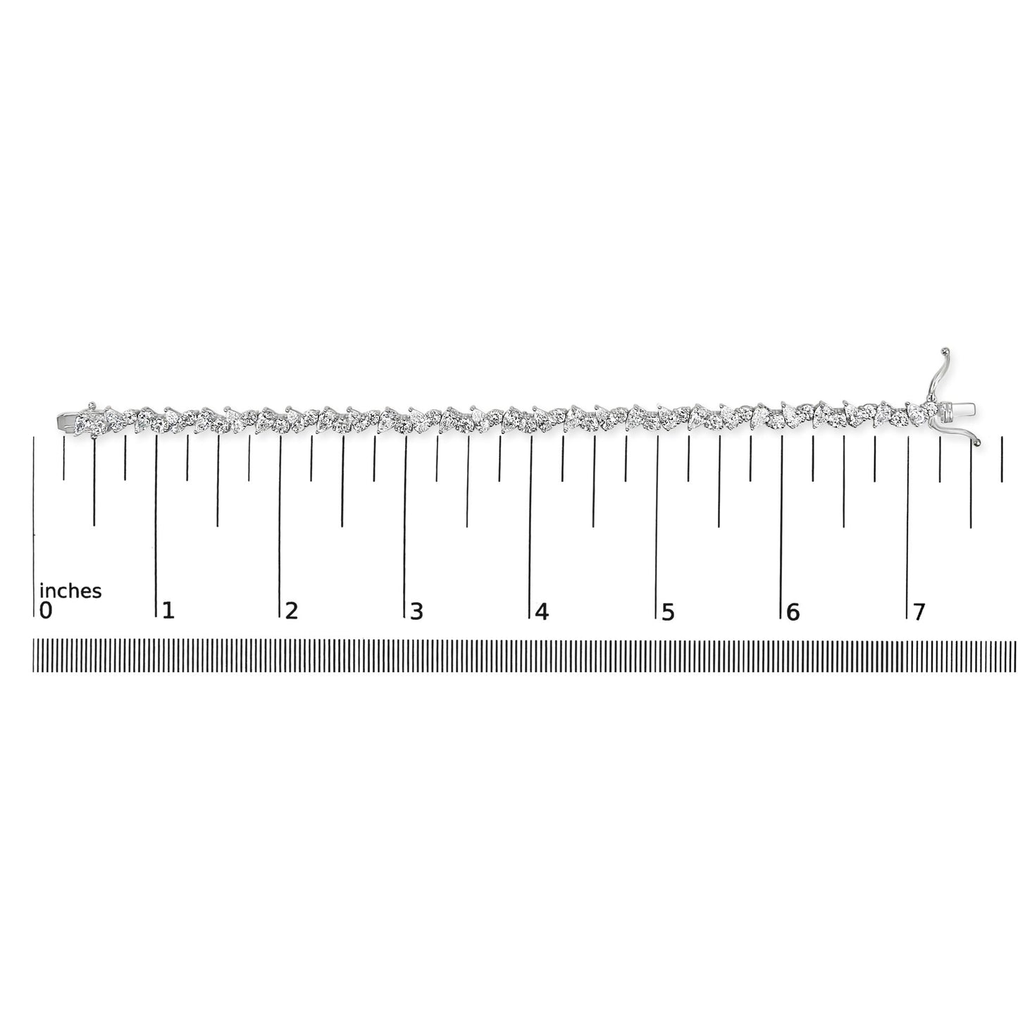 14K White Gold 7 1/2 Cttw Alternating Round and Pear Lab Grown Diamond Tennis Bracelet - 7 inches"