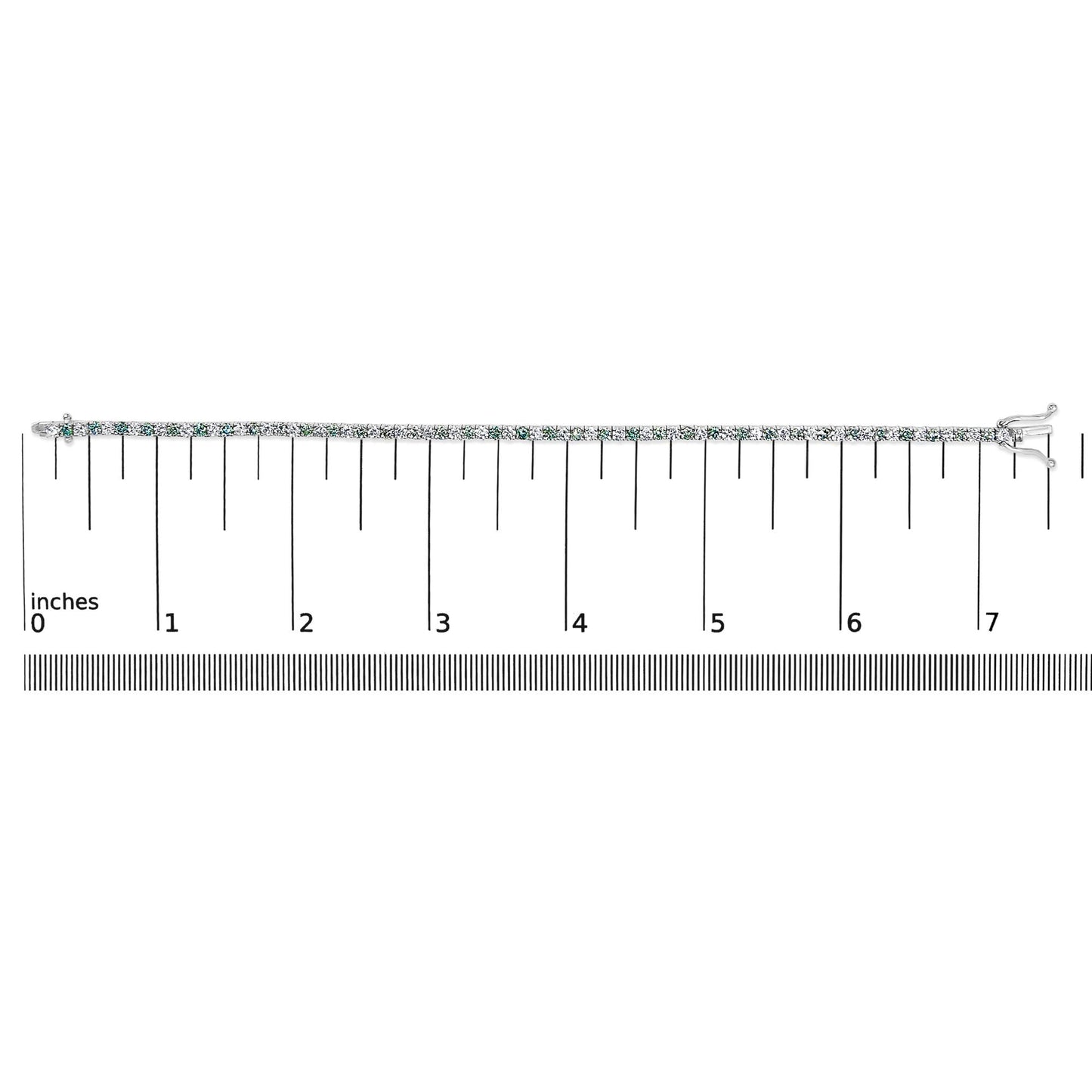 14K White Gold 4.0 Cttw Alternating White and Blue Lab Grown Diamond Tennis Bracelet - 7" inches