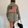 Women's US Flag Long sleeved Pullover Sweater