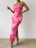 Printed Side Slit Tube Dress