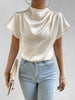 Mock Neck Short Sleeve Blouse