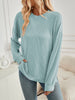 Slit Round Neck Long Sleeve Sweatshirt