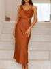 Satin Asymmetrical Midi Dress