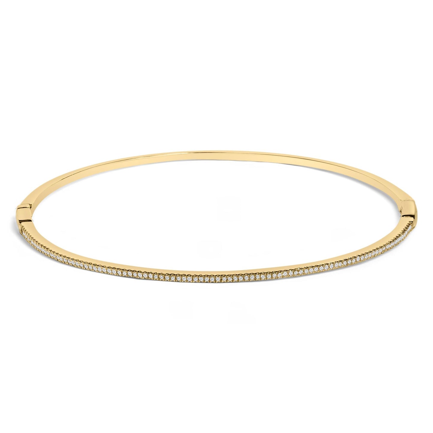 14K Yellow Gold 1/3 Cttw Diamond Half Eternity Bangle Bracelet (I-J Color, I2-I3 Clarity) - 7.75" Inches