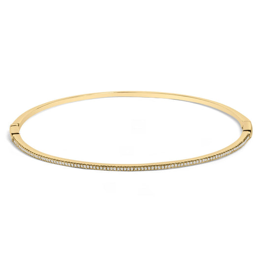 14K Yellow Gold 1/3 Cttw Diamond Half Eternity Bangle Bracelet (I-J Color, I2-I3 Clarity) - 7.75" Inches