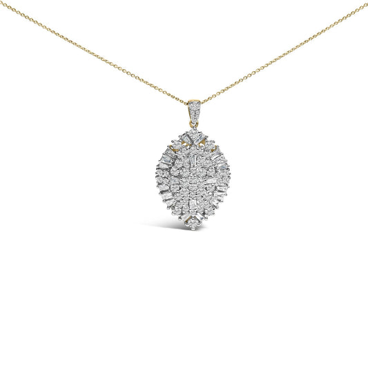 14K White and Yellow Gold 2.00 Cttw Diamond Cluster Pear Shaped Pendant Necklace (G-H Color, SI2-I1 Clarity) -20" Inches
