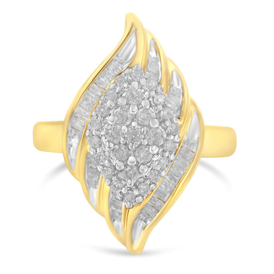 10K Yellow Gold Diamond Cocktail Ring (3/4 Cttw, I-J Color, I2-I3 Clarity) - JackiEaslick