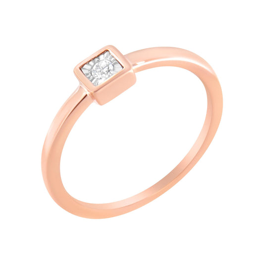 14K Rose Gold Plated .925 Sterling Silver 1/20 cttw Miracle Set Diamond Promise Ring (J-K Color, I1-I2 Clarity) - JackiEaslick
