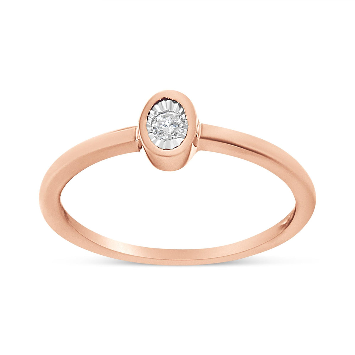 14K Rose Gold Plated .925 Sterling Silver 1/20 Cttw Miracle Set Diamond Ring (J-K Color, I1-I2 Clarity) - JackiEaslick