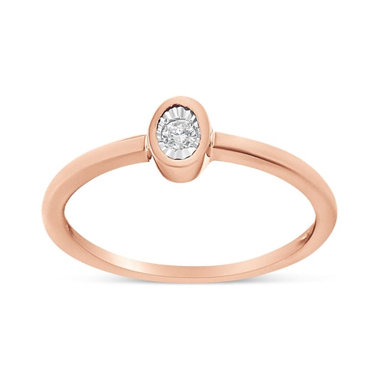 14K Rose Gold Plated .925 Sterling Silver 1/20 Cttw Miracle Set Diamond Ring (J-K Color, I1-I2 Clarity) - JackiEaslick