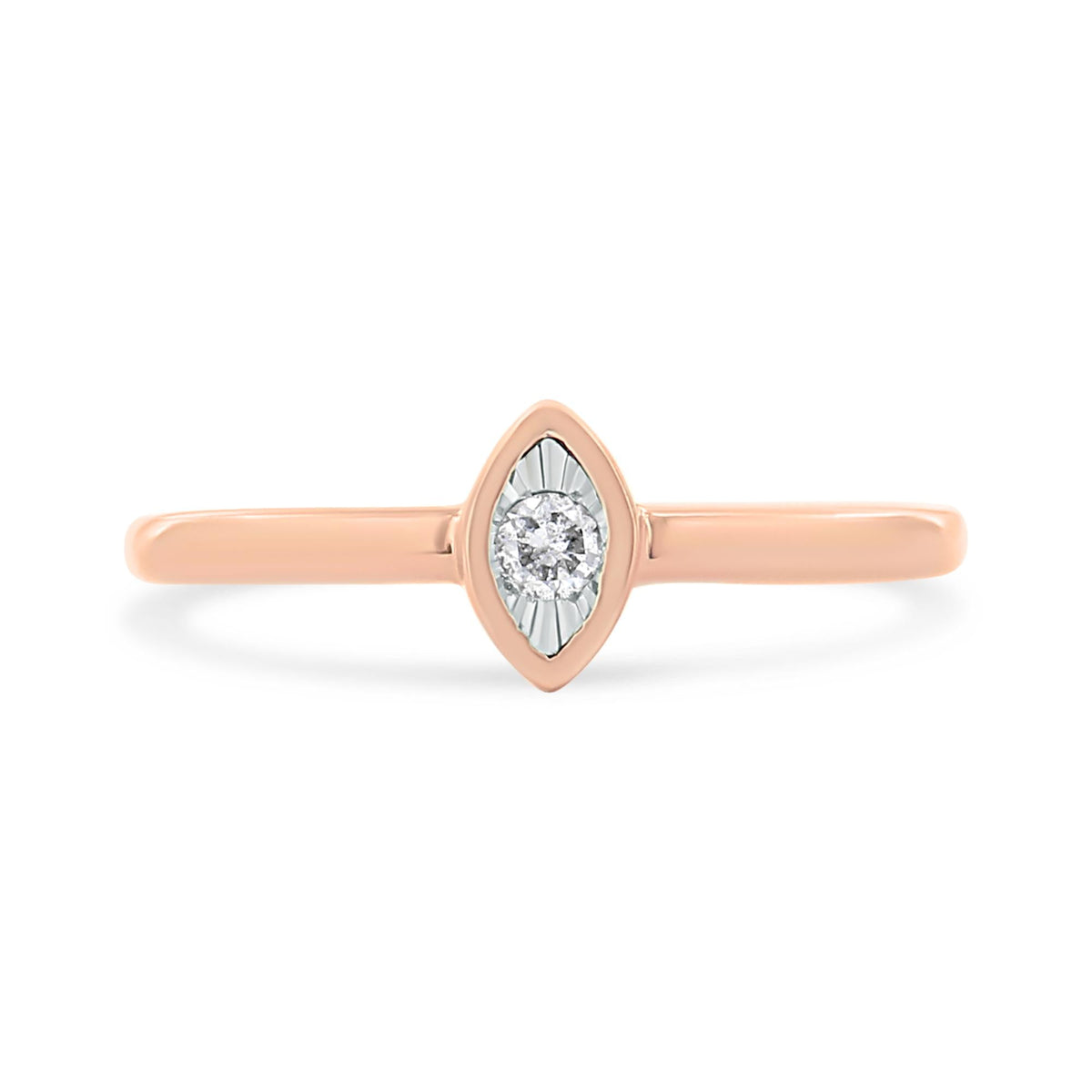 14K Rose Gold Plated .925 Sterling Silver Miracle Set Diamond Accent Pear Shape Promise Ring (J-K Color, I1-I2 Clarity) - JackiEaslick