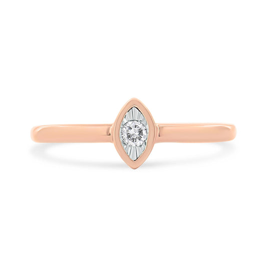 14K Rose Gold Plated .925 Sterling Silver Miracle Set Diamond Accent Pear Shape Promise Ring (J-K Color, I1-I2 Clarity) - JackiEaslick