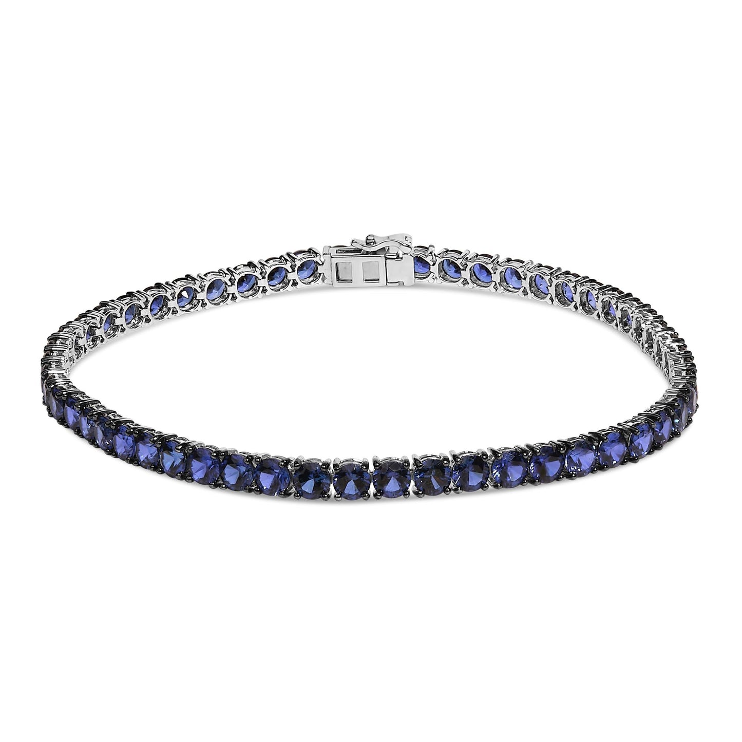 Men's .925 Sterling Silver Created Blue Sapphire Tennis Bracelet - 8.5" Inches