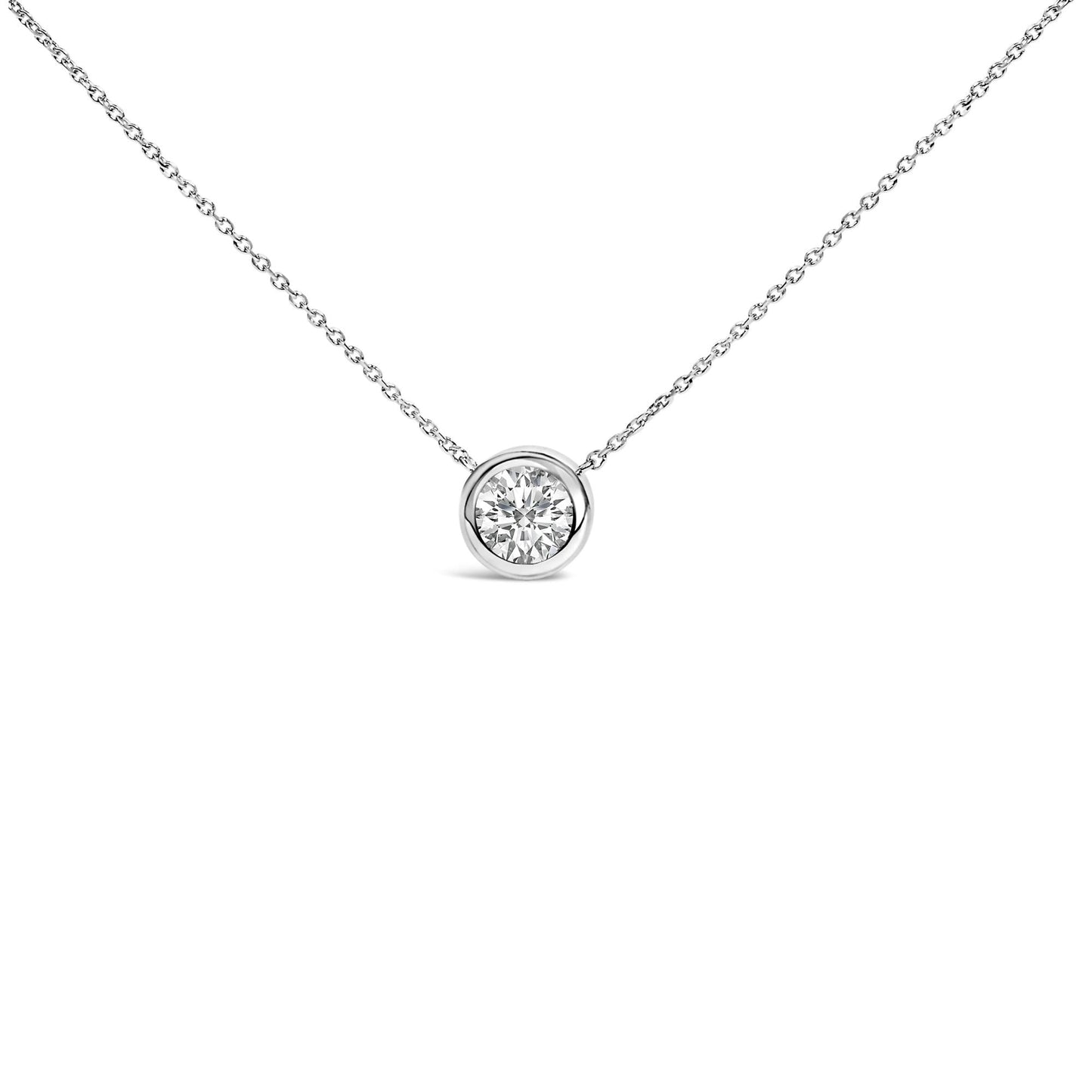 .925 Sterling Silver 7MM Bezel Set Created Gemstone Pendant Necklace - 18" Inches