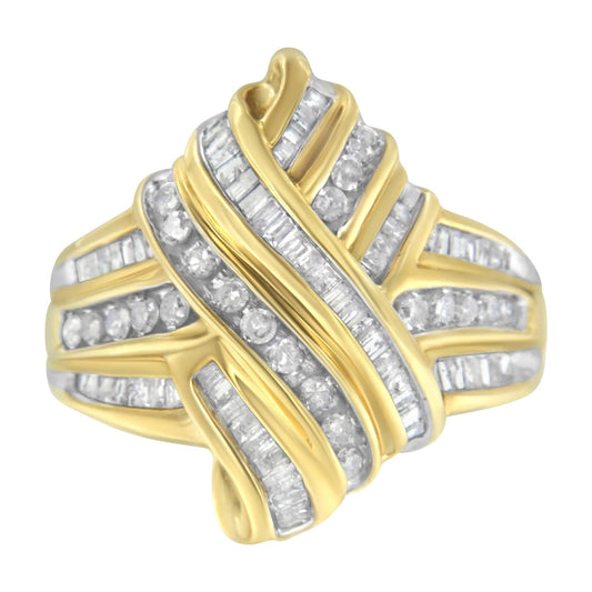 10K Yellow Gold Diamond Bypass Ring (1.0 cttw, H-I Color, I2-I3 Clarity) - JackiEaslick